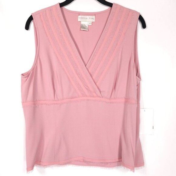 NWT DONCASTER Women's SILK Blend Top Tank Size 12 Slit Side VNeck Style 152CM05 - Picture 1 of 11